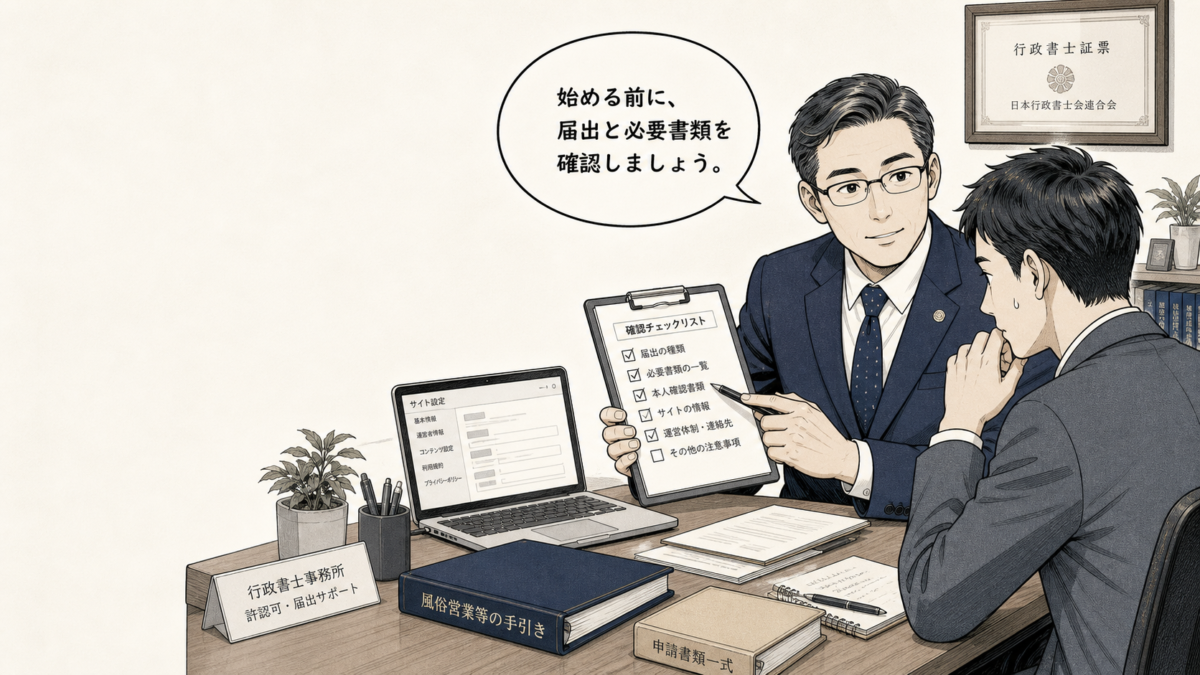 映像送信型性風俗特殊営業の届出前に確認する10項目｜事務所・サイト・必要書類を行政書士が解説