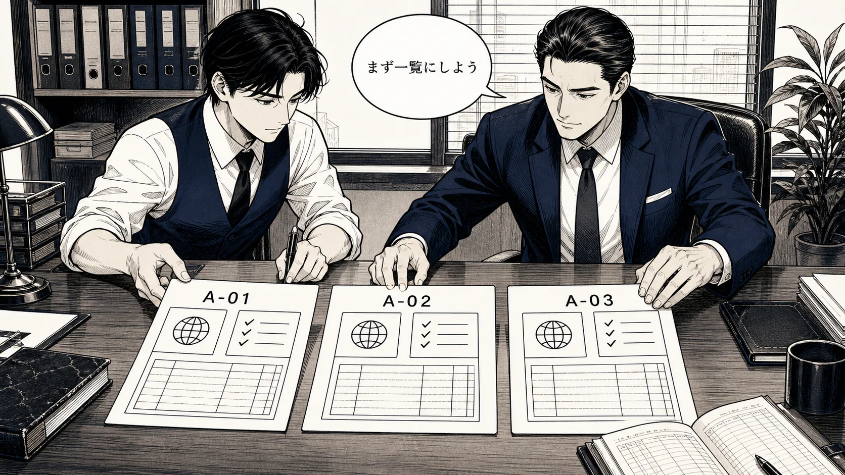 複数のURLとアカウントを台帳へ整理する場面