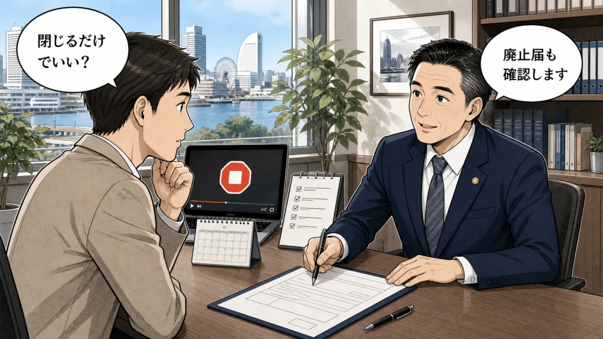 配信停止・廃業時の廃止届｜映像送信型性風俗特殊営業のURL閉鎖と10日以内の手続