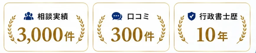 相談実績3,000件・口コミ300件・行政書士歴10年