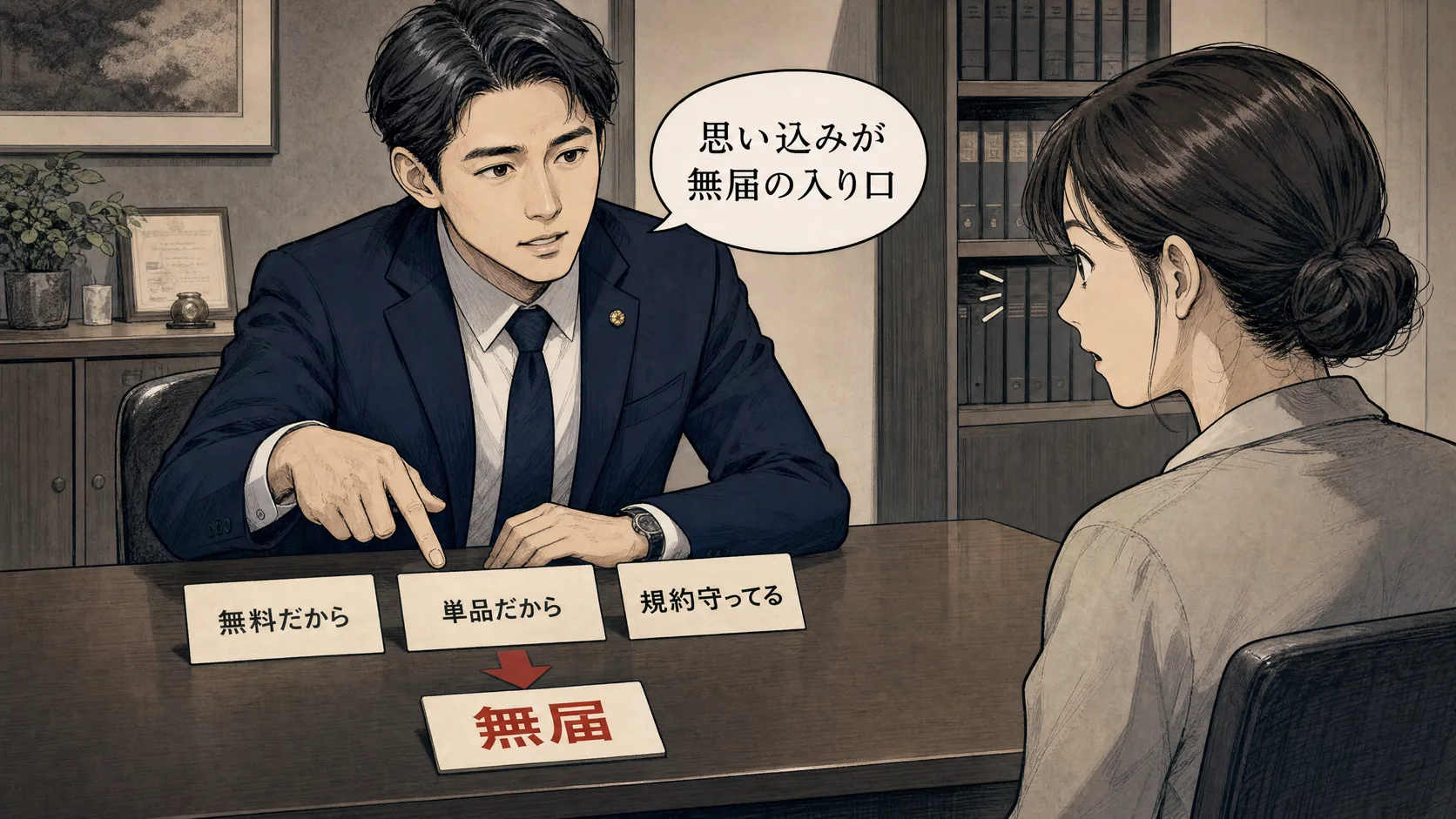 届出が必要か分からず無届のまま始めてしまう例を確認する場面
