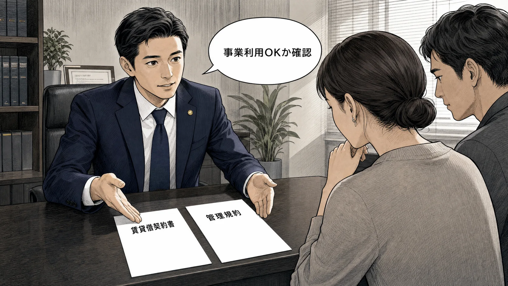 賃貸契約や管理規約の事業利用制限を確認する場面